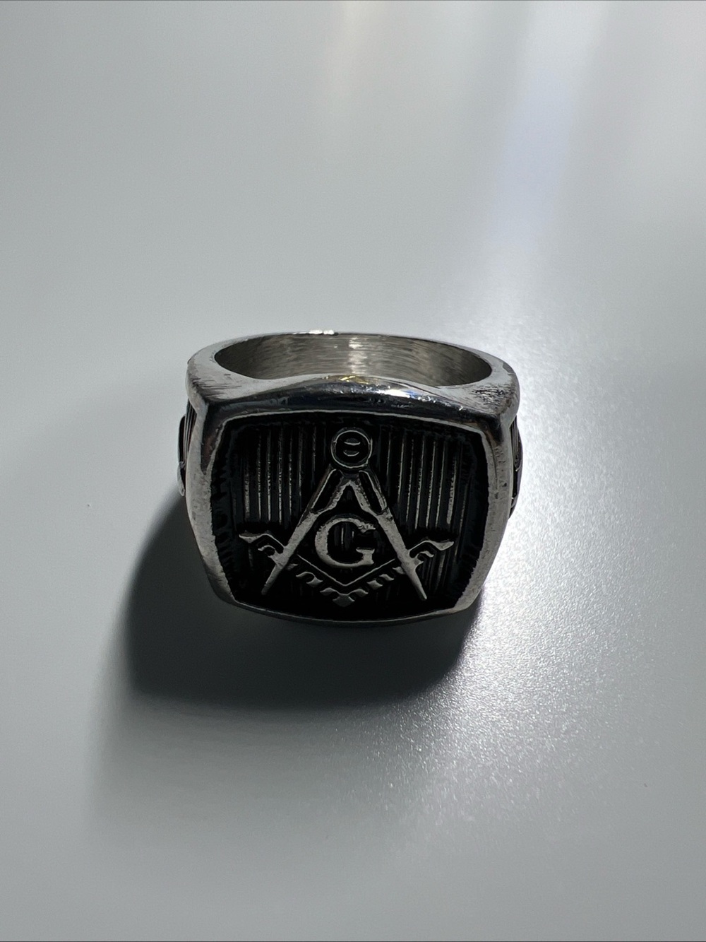 Men's Silver-Tone Masonic Signet Ring